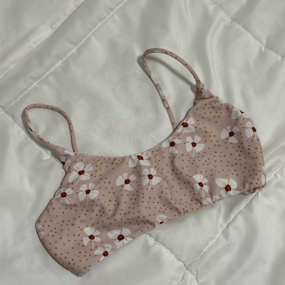 White and Pink Bikini with Scoop Neckline